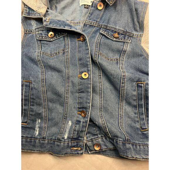 Cisono Denim Collection Jacket Medium Wash NWT Women’s M Removable Hood - Picture 8 of 9